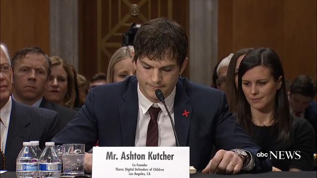 Teary Ashton Kutcher Gives Emotional Testimony At Senate Hearing On