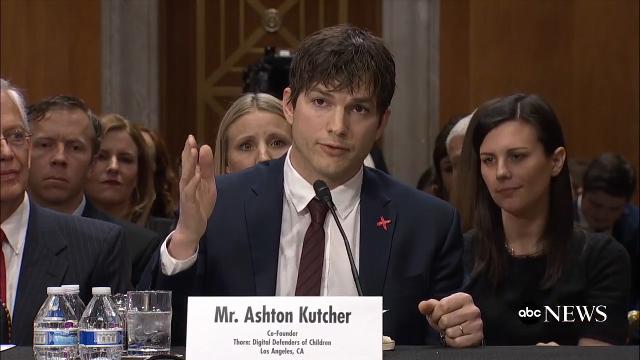 Teary Ashton Kutcher Gives Emotional Testimony At Senate Hearing On